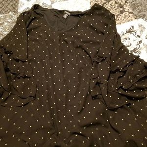 Torrid Size 4 black polka dot blouse
